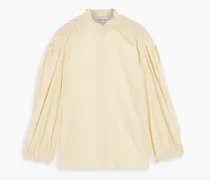Olga ruffled ruched cotton-voile blouse - Yellow