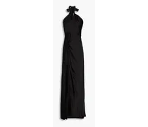 Samra cutout knotted satin maxi dress - Black