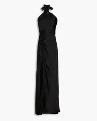 Ronny Kobo Samra cutout knotted satin maxi dress - Black Black