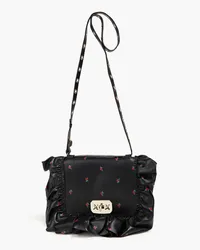 RED Valentino Rock Ruffles floral-print leather shoulder bag - Black Black