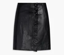 Jolie ruffle-trimmed leather mini skirt - Black