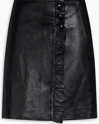 Sandro Ruffle-trimmed leather mini skirt - Black Black