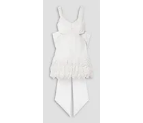 Anjanue bow-embellished cutout crochet-trimmed woven mini dress - White