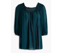 Shirred georgette top - Green