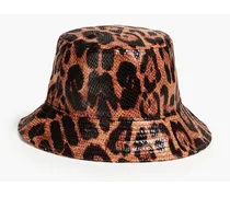 Vida leopard-print faux fur bucket hat - Animal print