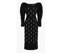 Embellished wool-blend midi dress - Black