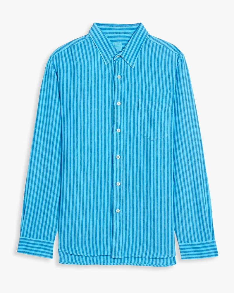 120% Lino Striped linen shirt - Blue Blue