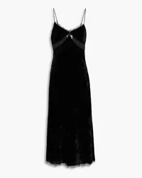 Claudie Pierlot Lace-trimmed velvet midi slip dress - Black Black