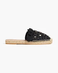 RED Valentino Embellished faux raffia espadrilles - Black Black