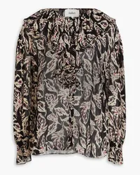 ba&sh Genny ruffled printed crepon blouse - Black Black