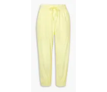 Cropped cotton-poplin track pants - Yellow