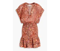 Carly shirred floral-print silk-crepon mini dress - Multicolor