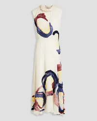 Roksanda Ilincic Oleyda gathered embroidered silk-seersucker gown - White White