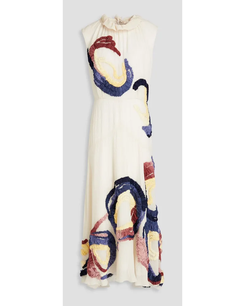 Roksanda Ilincic Oleyda gathered embroidered silk-seersucker gown - White White