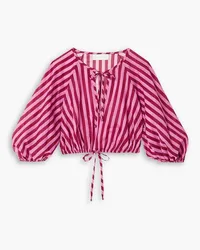 Zimmermann Cropped striped cotton-voile top - Pink Pink