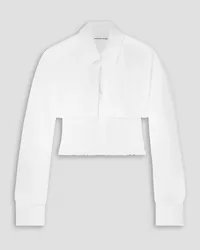 Alexander Wang Cropped layered shirred cotton-poplin shirt - White White