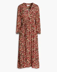 Antik Batik Colline floral-print crepe de chine midi dress - Burgundy Burgundy