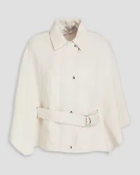 IRO Belted crinkled cotton and linen-blend jacket - White White