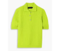 Radlie neon pointelle-knit wool polo shirt - Green