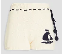 Intarsia cotton shorts - White