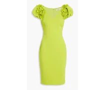 Floral-appliquéd scuba dress - Green
