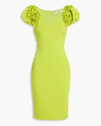 Badgley Mischka Floral-appliquéd scuba dress - Green Green