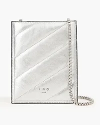 IRO Quilted metallic pebbled-leather phone pouch - Metallic Metallic