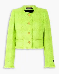 Versace Fringed metallic checked tweed jacket - Green Green