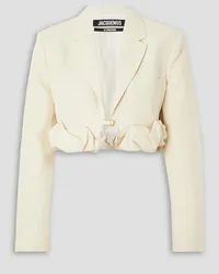 Jacquemus Croissant cropped linen-blend blazer - White White