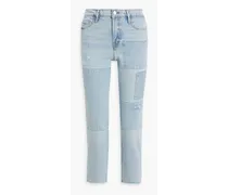 Le Nouveau Straight cropped patchwork mid-rise slim-leg jeans - Blue