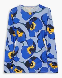 Carolina Herrera New York Ruched floral-print stretch-jersey top - Blue Blue