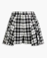 RED Valentino Layered pleated checked wool shorts - Black Black