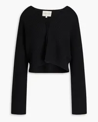 Loulou Studio Cropped ribbed wool and cashmere-blend cardigan - Black Black