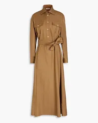 Giuliva Heritage Collection Dora wool and silk-blend twill midi shirt dress - Brown Brown