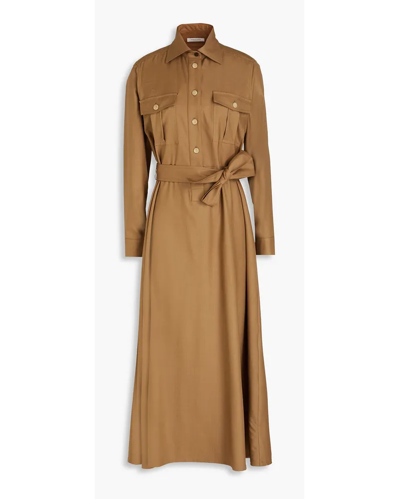 Giuliva Heritage Collection Dora wool and silk-blend twill midi shirt dress - Brown Brown