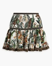 Camilla Crystal-embellished printed silk crepe de chine mini skirt - Green Green