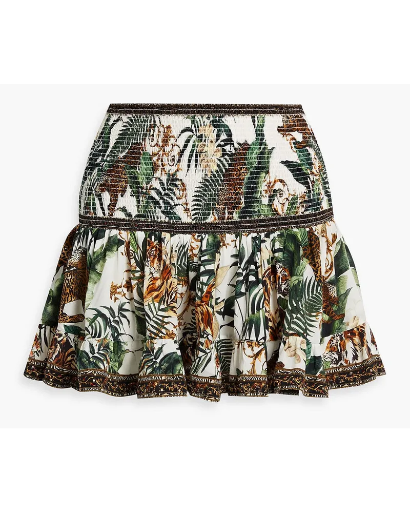 Camilla Crystal-embellished printed silk crepe de chine mini skirt - Green Green