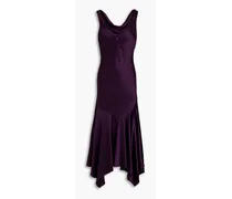 Seline asymmetric draped satin midi dress - Purple