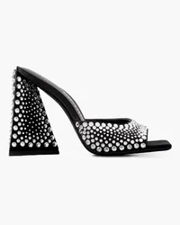 ATTICO Devon crystal-embellished satin mules - Black Black