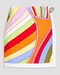 Emilio Pucci Printed cotton-blend terry mini wrap skirt - White White