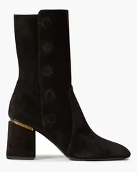 TOD'S Snap-detailed suede ankle boots - Black Black