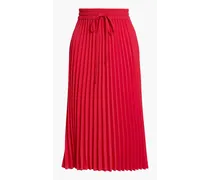 Pleated crepe midi skirt - Red