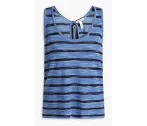 Striped cotton-blend jersey tank - Blue