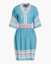 Moschino Striped crochet-knit dress - Blue Blue