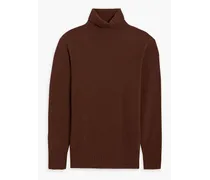 Merino wool and cashmere-blend turtleneck sweater - Brown