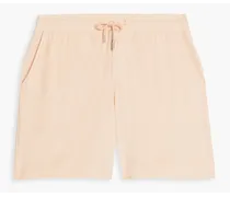 Augusto cotton, Lyocell and linen-blend terry drawstring shorts - Orange