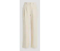 Linen and Lyocell-blend wide-leg pants - White