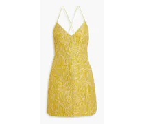 Alice Olivia - Tayla cloqué-jacquard mini dress - Yellow