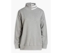 Striped French cotton-terry turtleneck sweatshirt - Gray