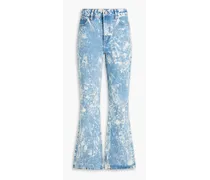 Betzy cropped printed high-rise flared jeans - Blue